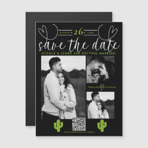 Gelbes Herz Kaktus Fiesta Liebe Save the Date Magnetkarte