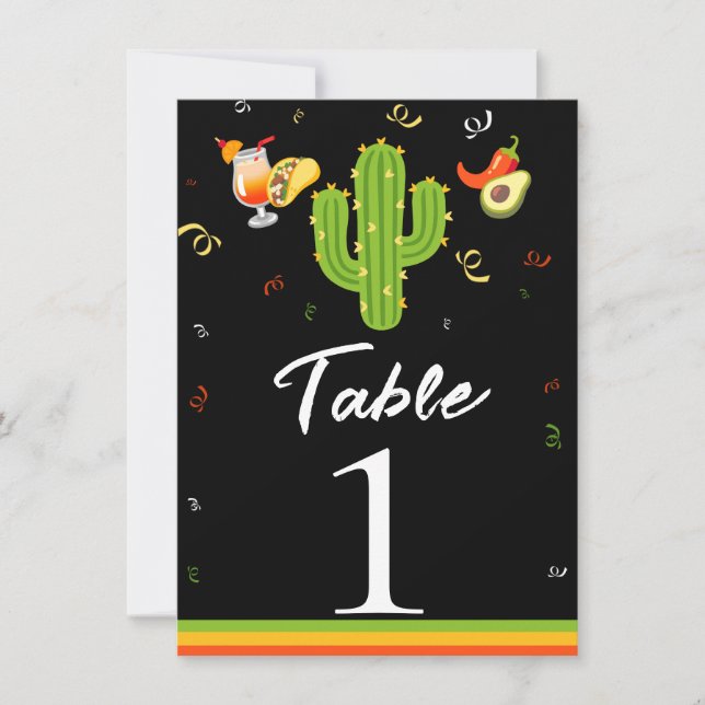 Gelbes Herz Kaktus Fiesta Liebe Tischnummer (Vorderseite)