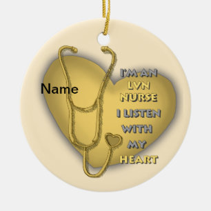 Gelbes Herz LVN Nurse Keramik Ornament