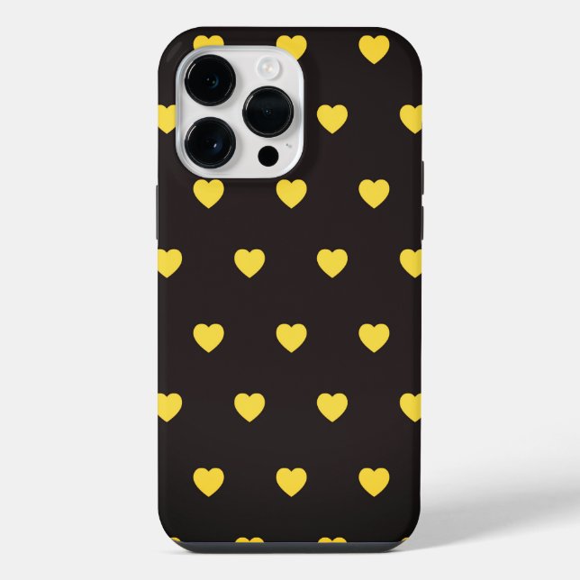 Gelbes Herzmuster iPhone Hülle (Rückseite)