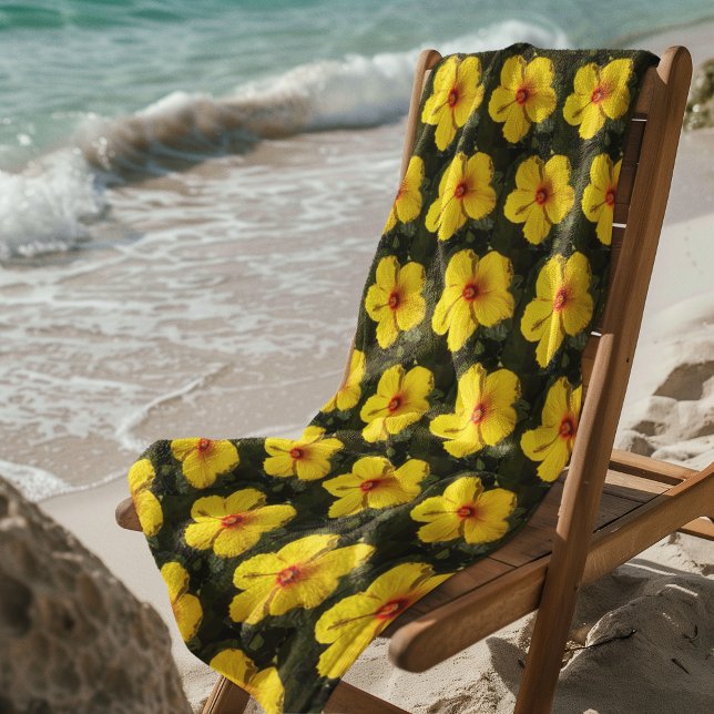 Gelbes Hibiskus Blume Muster Strandtuch (Yellow Hibiscus Flower Pattern Beach Towel)