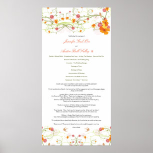 Gelbes Hibiskus- und Schwalben-Blumenhochzeitsprog Poster