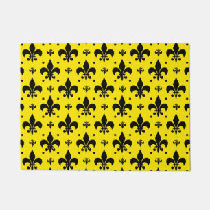 Gelbes Hintergrund Fleur-de-lis-Muster Fußmatte