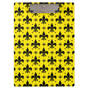 Gelbes Hintergrund Fleur-de-lis-Muster Klemmbrett