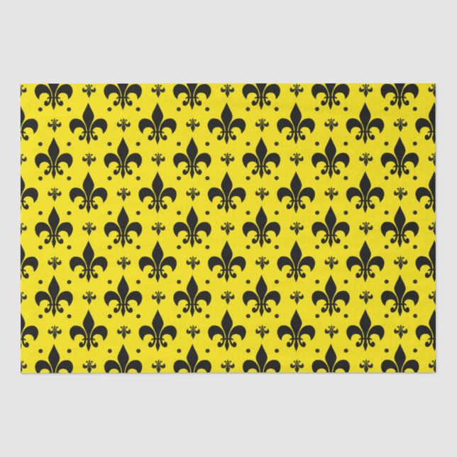 Gelbes Hintergrund Fleur-de-lis-Muster Seidenpapier (Vorderseite)
