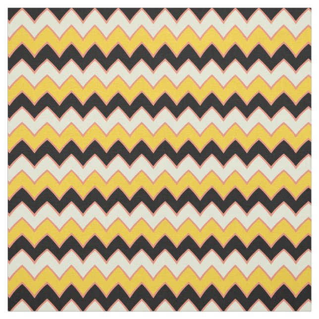 Gelbes Hippie Zickzack ZigZag Boho Muster Stoff (Muster)