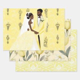 Gelbes Hochzeitspapier-Set Geschenkpapier Set