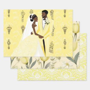 Gelbes Hochzeitspapier-Set Geschenkpapier Set