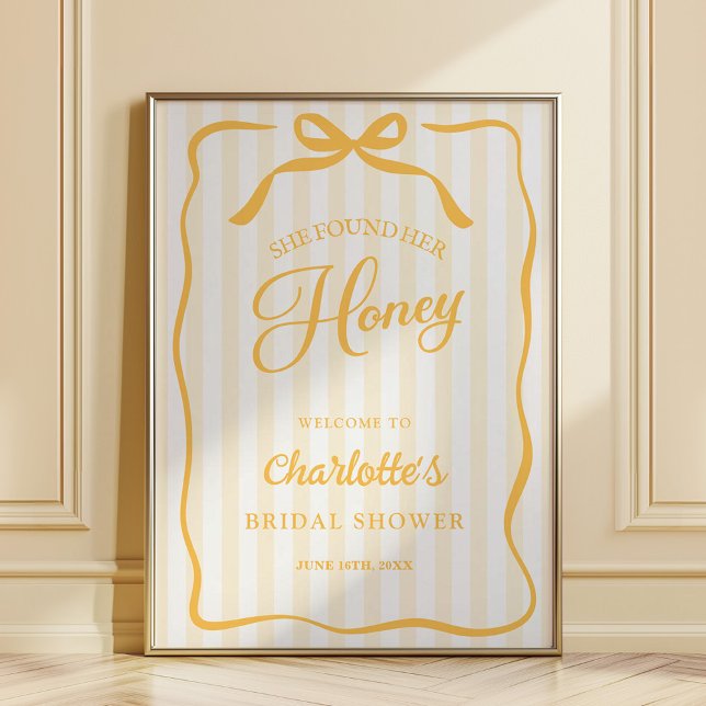 Gelbes Honey-Brautjungfernhochzeits-Willkommenssch Poster (Von Creator hochgeladen)