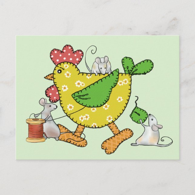 Gelbes Huhn Postkarte (Vorderseite)