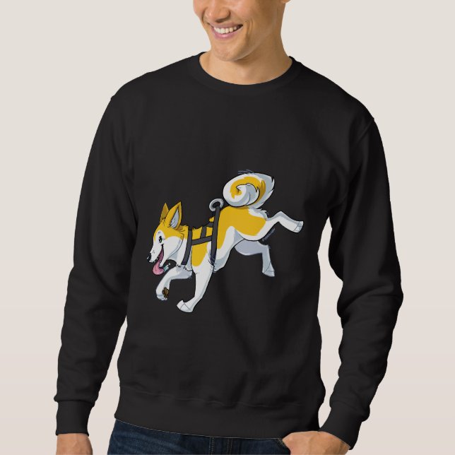 Gelbes Husky-Laufen Sweatshirt (Vorderseite)