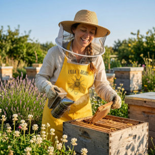 Gelbes individuelles Apron mit Bienenillustration Schürze