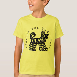 Gelbes Jungen-T-Shirt des Chinese Papercut T-Shirt