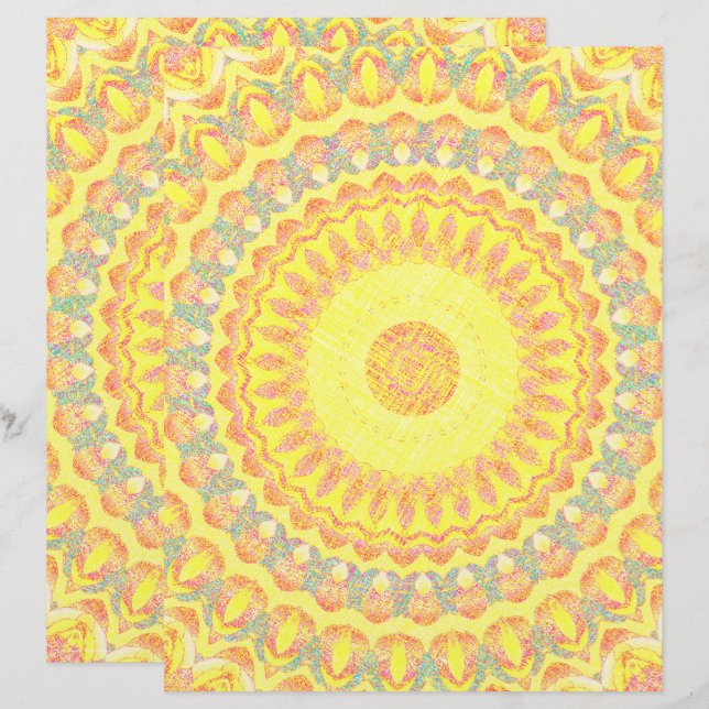 Gelbes Kaleidoskop-Schabblattpapier 2-seitige Seit (Vorne/Hinten)