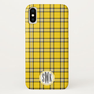 Gelbes kariertes Monogramm Case-Mate iPhone Hülle