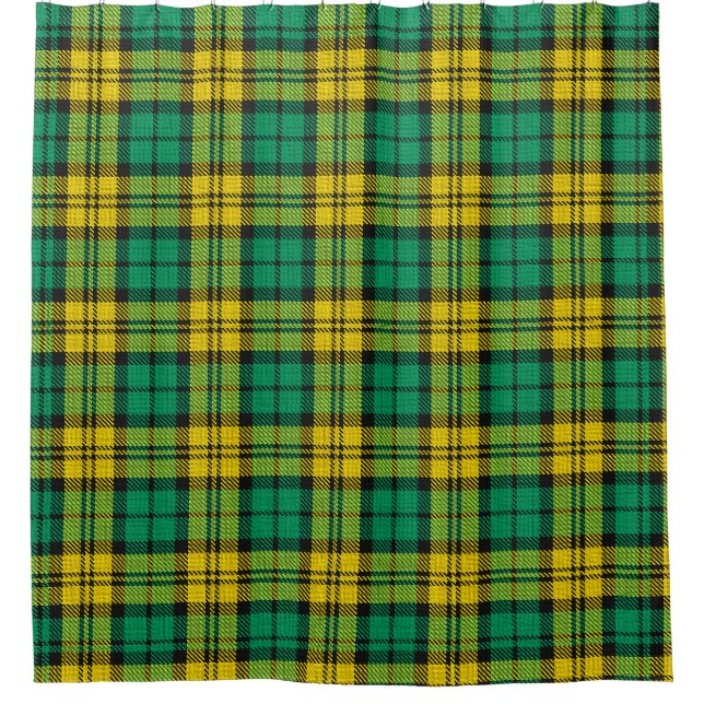 Gelbes, Kariertes Tartan-Muster Duschvorhang (Vorderseite)