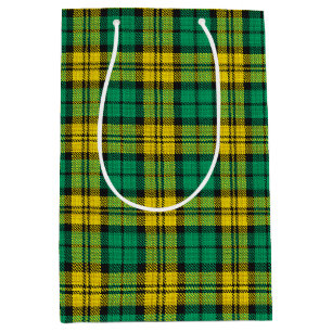 Gelbes, Kariertes Tartan-Muster Mittlere Geschenktüte