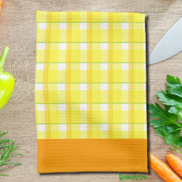 Gelbes Kariertes und orangefarbenes Küchentuch