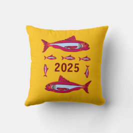 Gelbes Kissen mit rotem Fisch 2025