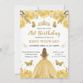 Gelbes Kleid BlondeHair Prinzessin Geburtstag Einladung