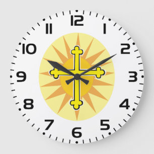 Gelbes Kreuz Bottony Sonnenstrahl Christlicher Gla Große Wanduhr