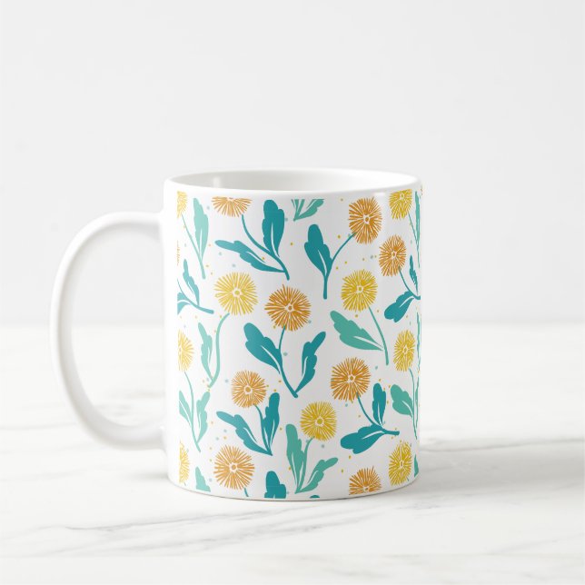 Gelbes Kronleuchter Blumenmuster - naturlich Inspi Kaffeetasse (Links)