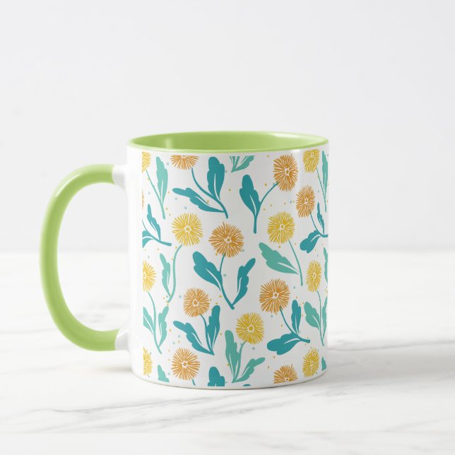 Gelbes Kronleuchter Blumenmuster - naturlich Inspi Tasse (Links)