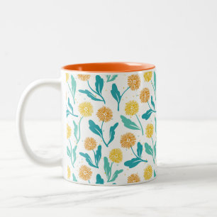 Gelbes Kronleuchter Blumenmuster - naturlich Inspi Zweifarbige Tasse