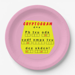 Gelbes Kryptogramm Pappteller