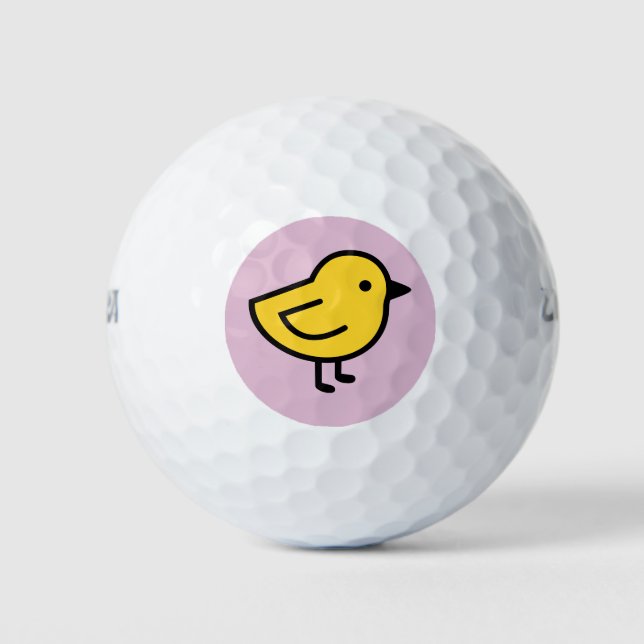 Gelbes Küken auf Rosa Golfball (Vorderseite)