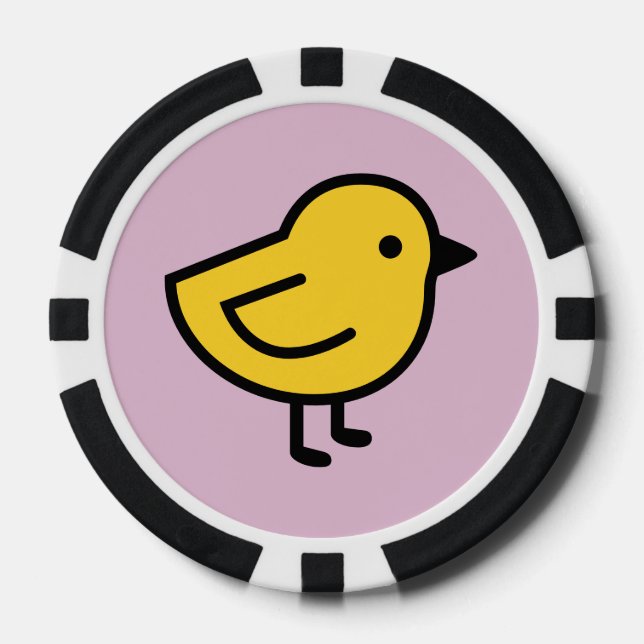 Gelbes Küken auf Rosa Pokerchips (Vorderseite)