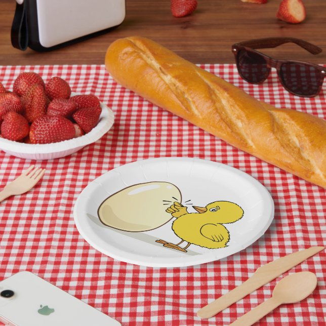 Gelbes Küken und Ei Pappteller (Picknick)