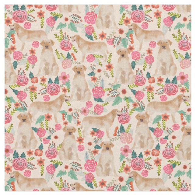 Gelbes Labrador-Blumenmotiv Stoff (Nahaufnahme)