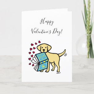 Gelbes Labrador-Buch-des-Liebe-Valentinstag Feiertagskarte
