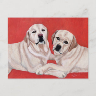 Gelbes Labrador Duo Gemälde Postkarte