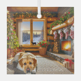 Gelbes Labrador-Feiertagsglasornament Ornament Aus Glas