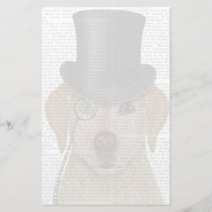 Gelbes Labrador, formales Hund und Hut Briefpapier
