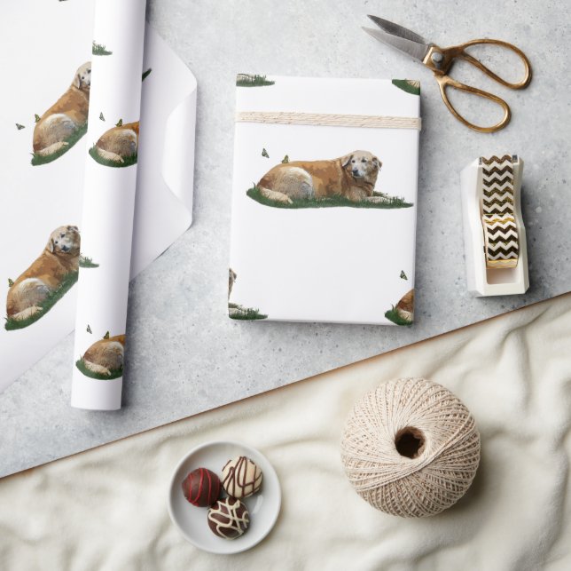 Gelbes Labrador gemischte Rasse Hundeschwanz Geschenkpapier (Kunsthandwerk)