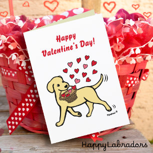 Gelbes Labrador Herztragen Valentine Feiertagskarte