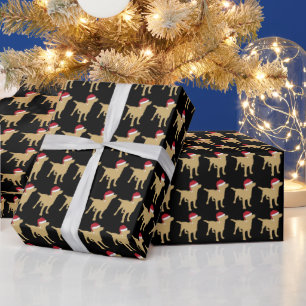 Gelbes Labrador in der Weihnachtsmannmütze Weihnac Geschenkpapier