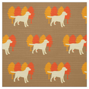 Gelbes Labrador-Kontur-Herbst-Baum-Toffee Stoff