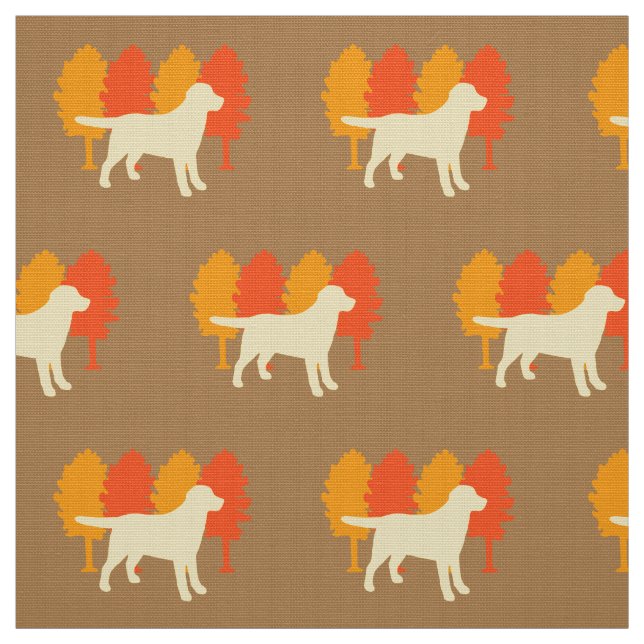 Gelbes Labrador-Kontur-Herbst-Baum-Toffee Stoff (Muster)