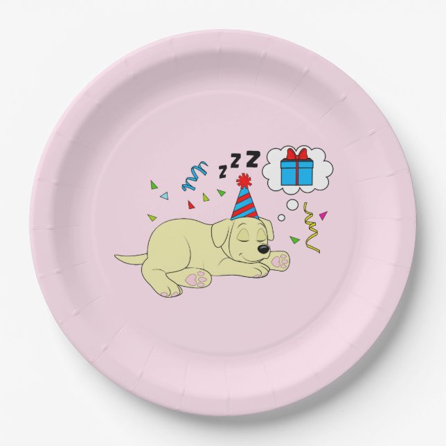 Gelbes Labrador Pappteller (Vorderseite)