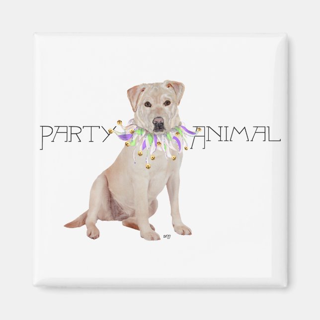 Gelbes Labrador-Party Tier Magnet (Vorne)
