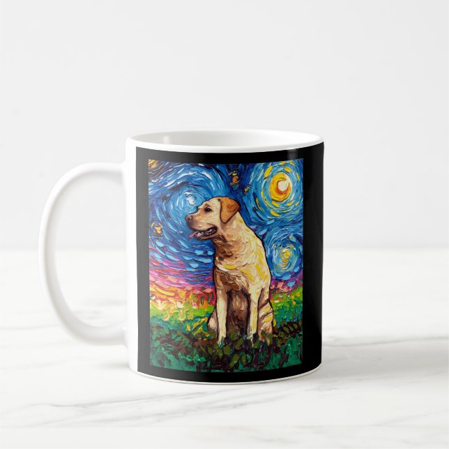 Gelbes Labrador Profil Starry Night Hund von Aja Kaffeetasse (Links)