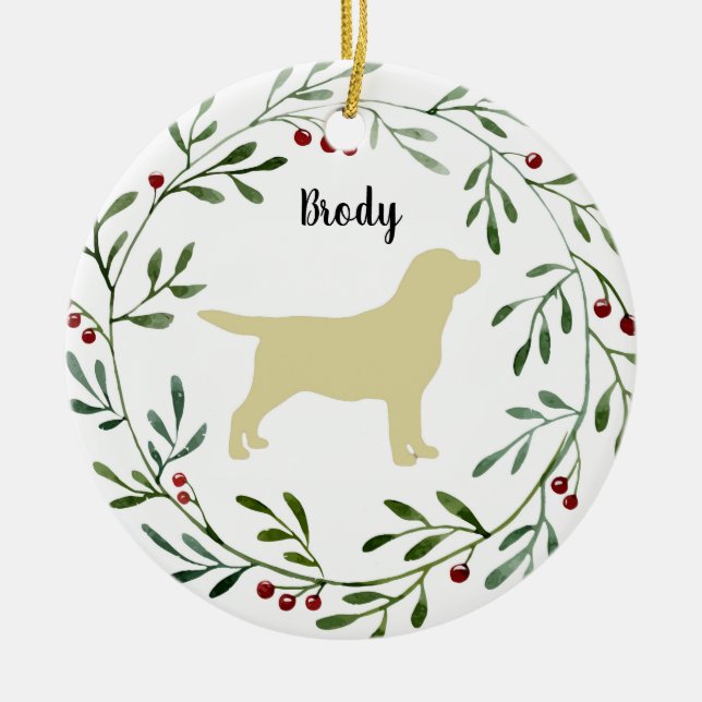 Gelbes Labrador Retriever - Entenhund - Gelbe Labr Keramik Ornament (Vorne)