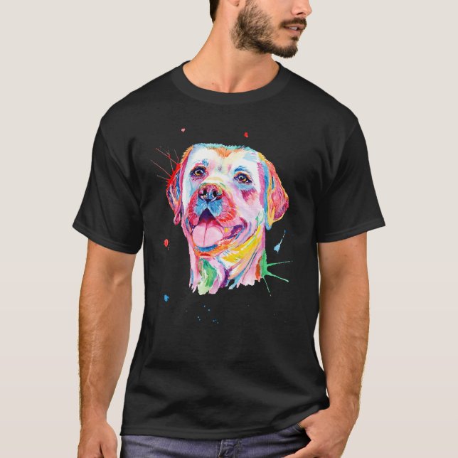 Gelbes Labrador Retriever farbiges Portrait T-Shirt (Vorderseite)