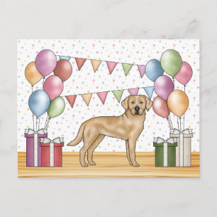 Gelbes Labrador Retriever Hund farbenfrohe Geburt Postkarte