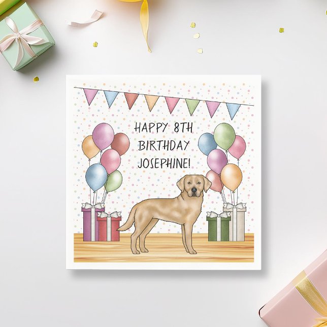 Gelbes Labrador Retriever Hund farbenfrohe Geburt Serviette (Von Creator hochgeladen)