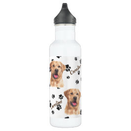 Gelbes Labrador Retriever Hund Pawprint Edelstahlflasche